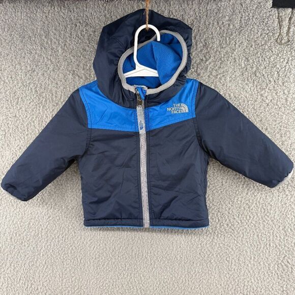 The North Face jacket parka baby boy 3-6 months reversible coat puffer fleece - Picture 1 of 12